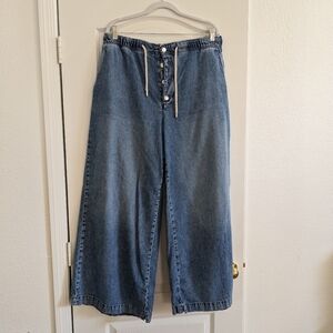 Pilcro - Drawstring Pull-On Wide-Leg Jeans (Size Large) - EUC!!!